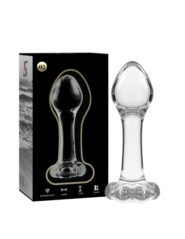 NEBULA SERIES BY IBIZA - MODEL 2 ANAL PLUG BOROSILICATE GLASS CLEAR 11 CM -O- 3.5 CM
