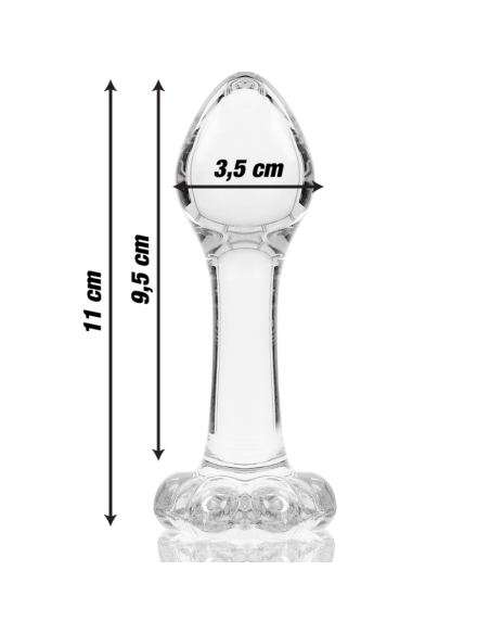 NEBULA SERIES BY IBIZA - MODEL 2 ANAL PLUG BOROSILICATE GLASS CLEAR 11 CM -O- 3.5 CM