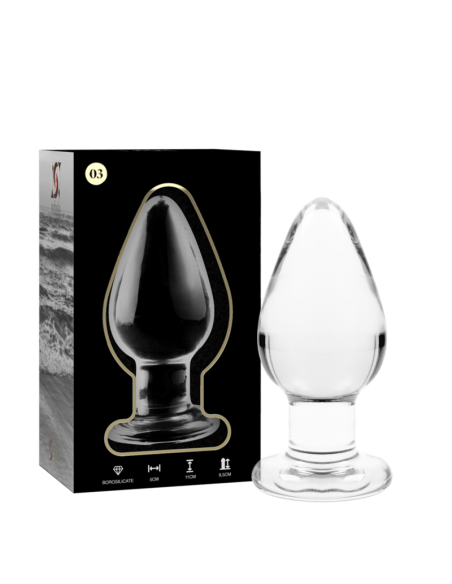 NEBULA SERIES BY IBIZA - MODEL 3 ANAL PLUG BOROSILICATE GLASS TRANSPARENT 11 CM -O- 5 CM