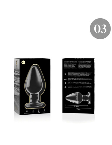 NEBULA SERIES BY IBIZA - MODEL 3 ANAL PLUG BOROSILICATE GLASS TRANSPARENT 11 CM -O- 5 CM