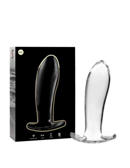 NEBULA SERIES BY IBIZA - MODEL 5 ANAL PLUG BOROSILICATE GLASS CLEAR 12.5 CM -O- 3.5 CM