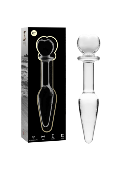 NEBULA SERIES BY IBIZA - MODEL 7 ANAL PLUG BOROSILICATE GLASS CLEAR 13.5 CM -O- 3 CM