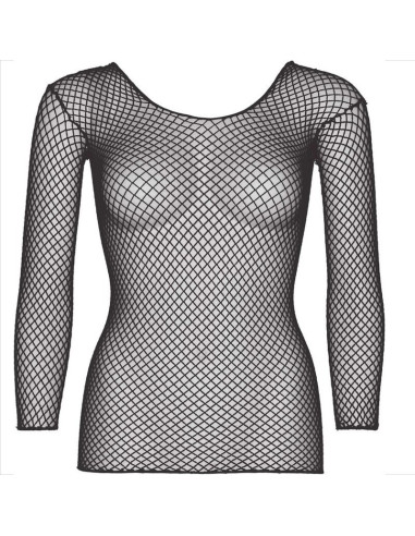 LEG AVENUE - FISHNET LONG SLEEVE T-SHIRT BLACK
