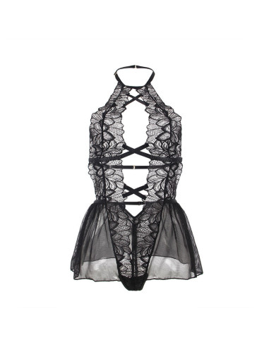 SUBBLIME - TEDDY HALTER NECK BARE BACK LACE BLACK S-M