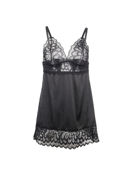 SUBBLIME - BABYDOLL WITH FLORAL PRINT CHEST BLACK S-M