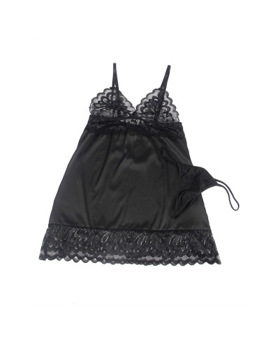 SUBBLIME - BABYDOLL WITH FLORAL PRINT CHEST BLACK S-M