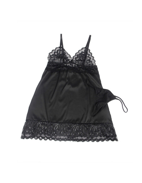 SUBBLIME - BABYDOLL WITH FLORAL PRINT CHEST BLACK S-M