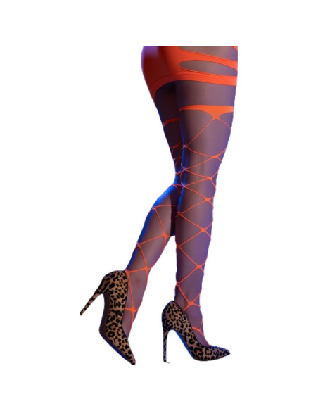 CHILIROSE - CR 4706 CABARET TIGHTS ORANGE S-M