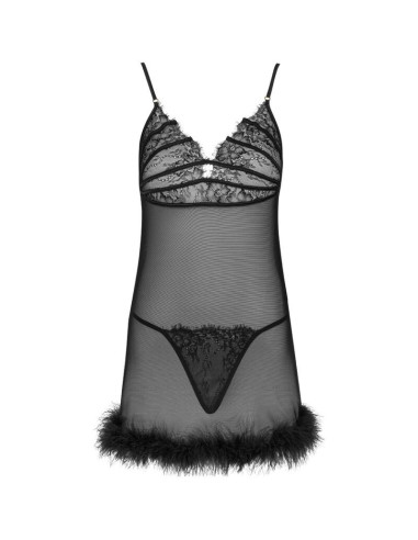 LIVCO CORSETTI FASHION - ZERUNAM SET BABYDOLL BLACK THONG