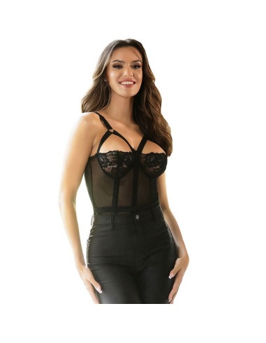 SUBBLIME - TEDDY WITH GARTER STRAP DETAIL CHEST BLACK S-M