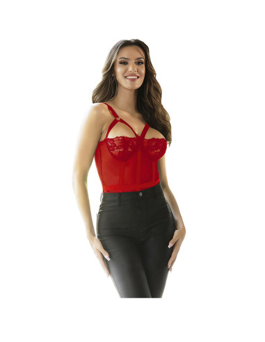 SUBBLIME - TEDDY WITH GARTER STRAP DETAIL CHEST RED S-M
