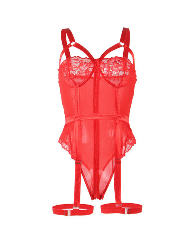 SUBBLIME - TEDDY WITH GARTER STRAP DETAIL CHEST RED S-M