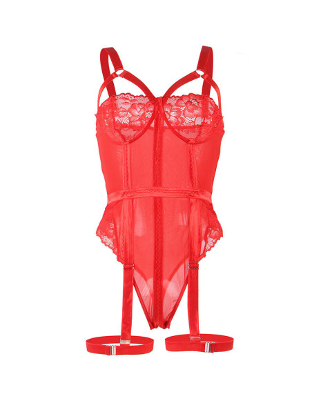 SUBBLIME - TEDDY WITH GARTER STRAP DETAIL CHEST RED S-M