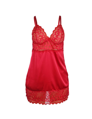 SUBBLIME - SATIN BABYDOLL WITH LACE RED S-M