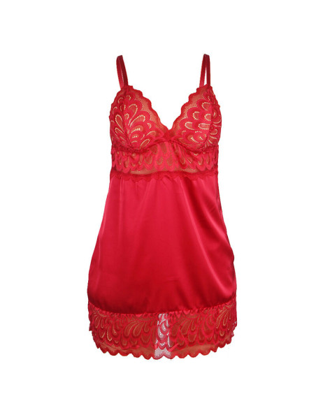 SUBBLIME - SATIN BABYDOLL WITH LACE RED S-M