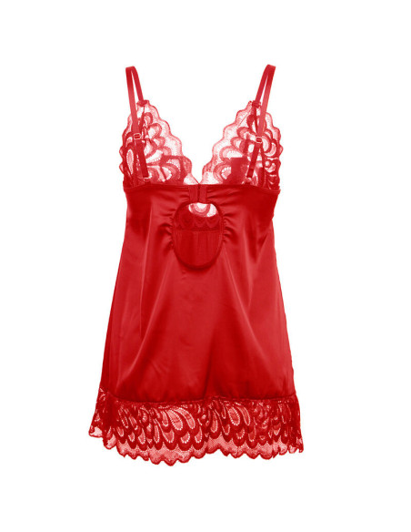 SUBBLIME - SATIN BABYDOLL WITH LACE RED S-M