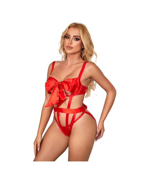 SUBBLIME - 954468 SEXY OPENWORK BODY WITH BOW RED S-M