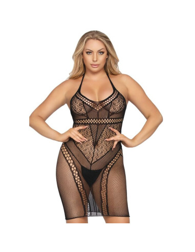 LEG AVENUE - MULTI NET MINI DRESS ONE SIZE - BLACK