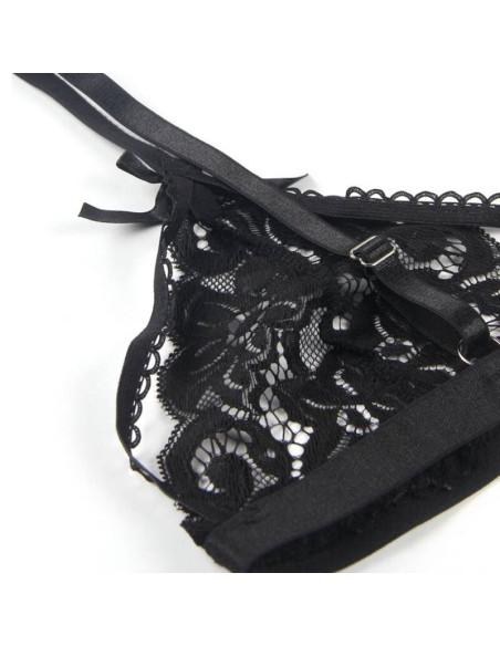 SUBBLIME - SET THREE PIECES SET BRA GARTER BELT THONG S-M