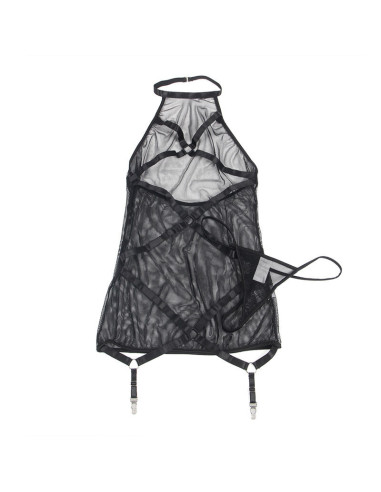 SUBLLIME - TRANSPARENT HALTER NECK DRESS BLACK S-M