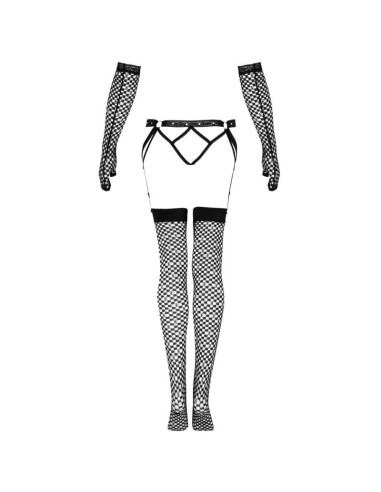 LIVCO CORSETTI FASHION - NEMALIA SET GARTER STOCKINGS GLOVES BLACK