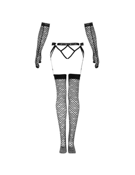 LIVCO CORSETTI FASHION - NEMALIA SET GARTER STOCKINGS GLOVES BLACK