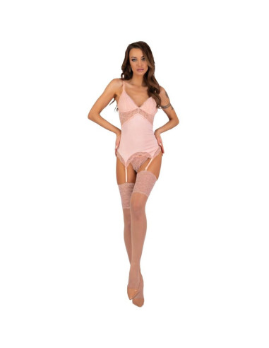 LIVCO CORSETTI FASHION - PERSINNE PEACH SET CORSET PANTY STOCKINGS