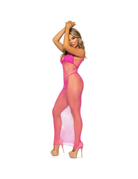 LEG AVENUE - LONG NET DRESS FUCHSIA ONE SIZE