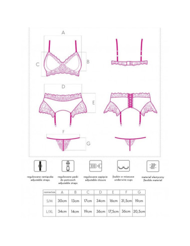 LIVCO CORSETTI FASHION - NAHIR LC 20214 BRA PANTY GARTER BELT S-M