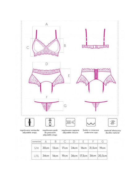 LIVCO CORSETTI FASHION - NAHIR LC 20214 BRA PANTY GARTER BELT S-M