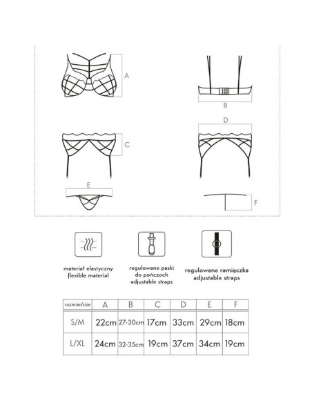 LIVCO CORSETTI FASHION - SOLEDAD LC 20217 BRA PANTY GARTER BELT S-M