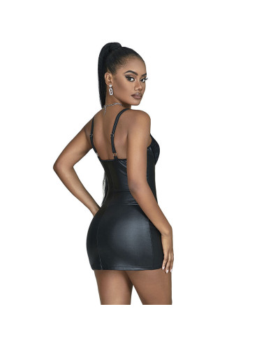 SUBBLIME - 957568 LEATHER ZIP DRESS BLACK S-M