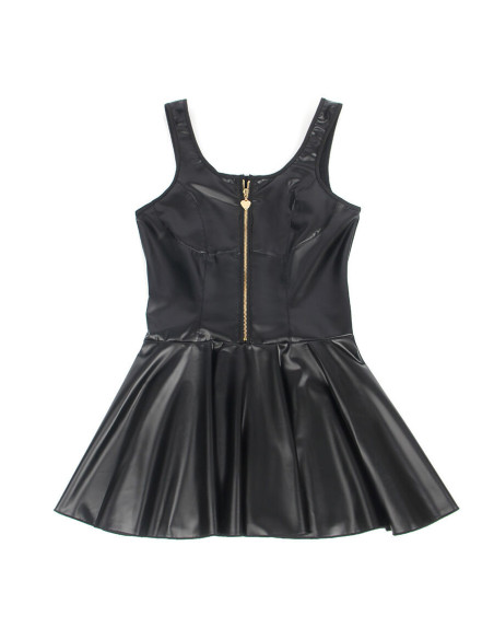 SUBBLIME - 957667 HEART ZIPPER LEATHER DRESS BLACK S-M