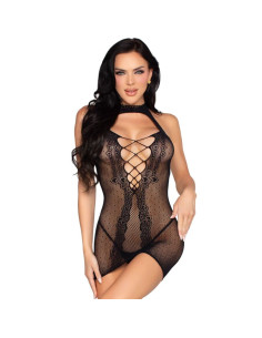 LEG AVENUE - 81675 JUODOS SPALVOS MINI SUKNELĖ SU PETNEŠĖLĖMIS - VIENAS DYDIS