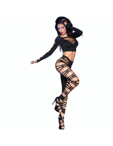 CHILIROSE - CR 3654 TOP and LEGGINS BLACK S-M
