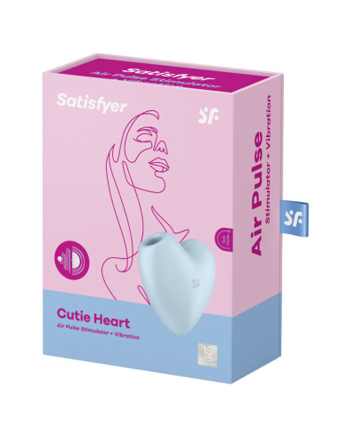 SATISFYER - CUTIE HEART AIR PULSE STIMULATOR and VIBRATOR BLUE
