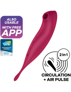 SATISFYER - TWIRLING PRO AIR PULSE STIMULATOR and VIBRATOR APP RED