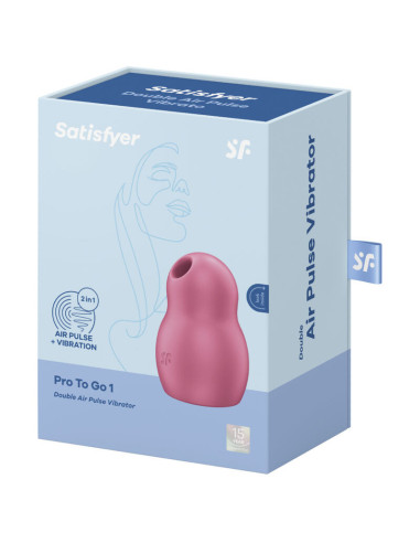 SATISFYER - PRO TO GO 1 DVIGUBAS ORO IMPULSUOTOJAS IR VIBRATORIUS RAUDONAS
