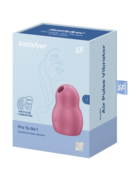 SATISFYER - PRO TO GO 1 DOUBLE AIR PULSE STIMULATOR and VIBRATOR RED