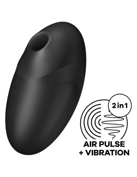 SATISFYER - VULVA LOVER 3 oro impulsų stimuliatorius ir vibratorius, juodas