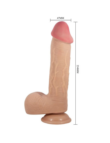PRETTY LOVE - SLYDANČIOS ODOS SERIJOS REALISTIŠKAS DILDO SU SLYDANČIA ODOS SIURTUKU, 23,4 CM