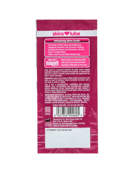 SKINS - EXCITE WATER-BASED LUBRICANT SINGLE-DOSE 5 ML