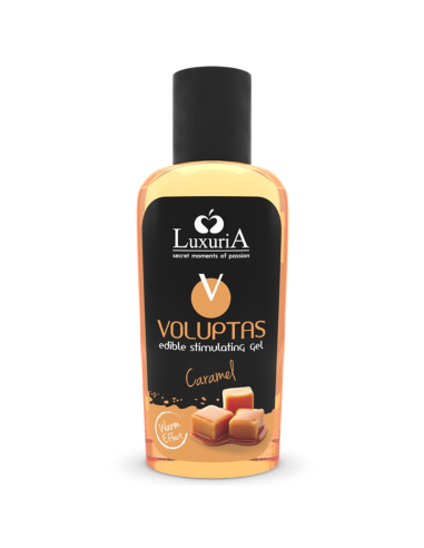 INTIMATELINE LUXURIA - VOLUPTAS VALGOMASIS MASAŽINIS GELIS ŠILDANTIS EFEKTAS - KARAMELĖS 100 ML
