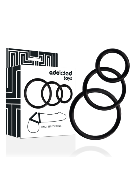 ADDICTED TOYS - RINGS SET FOR PENIS BLACK