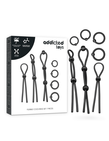 ADDICTED TOYS - FLEXIBLE SILICONE COCK RING SET 7 PIECES