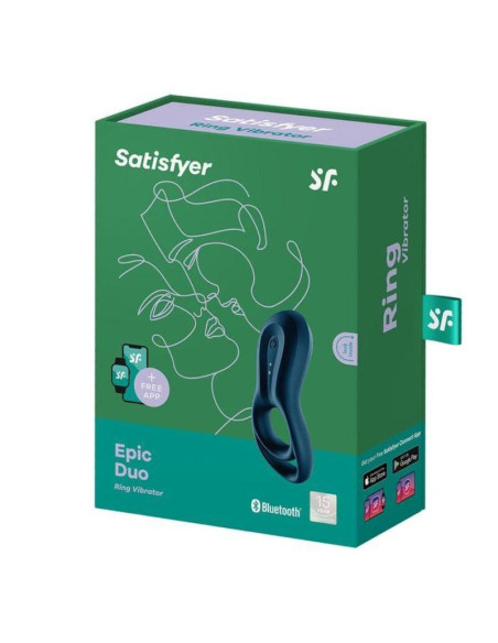 SATISFYER – EPIC DUO ŽIEDINIO VIBRAVIATORIAUS PROGRAMĖLĖ, MĖLYNA