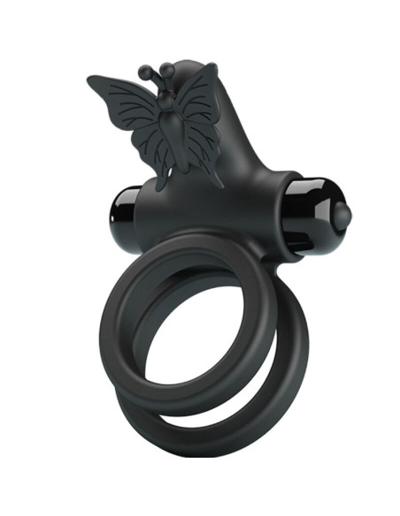 PRETTY LOVE - DOUBLE VIBRATING RING WITH BLACK STIMULATOR