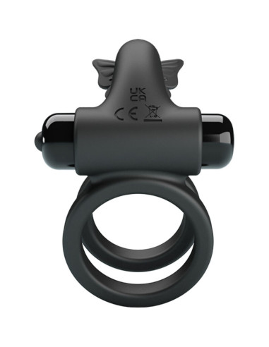 PRETTY LOVE - DOUBLE VIBRATING RING WITH BLACK STIMULATOR