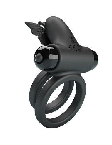 PRETTY LOVE - DOUBLE VIBRATING RING WITH BLACK STIMULATOR