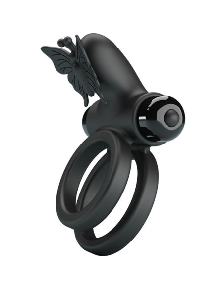PRETTY LOVE - DOUBLE VIBRATING RING WITH BLACK STIMULATOR